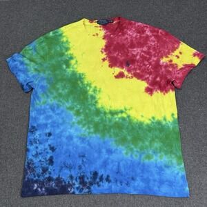 Polo Ralph Lauren Tie Dye T Shirt Rainbow Pony Logo Classic Fit Mens